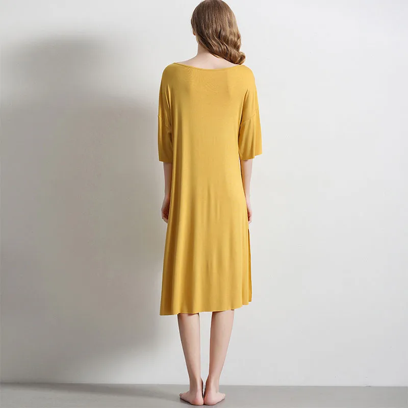womens bamboo fiber pajamas Eco-friendly home leisure loose dress organic cotton women dresses sleeper sleep dress
