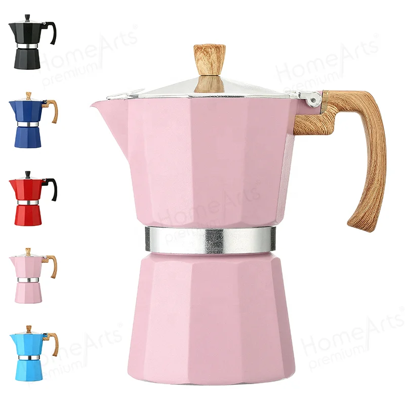 Factory price italian manual stock 3/6 cups aluminum white mocha coffee maker odm moka pot