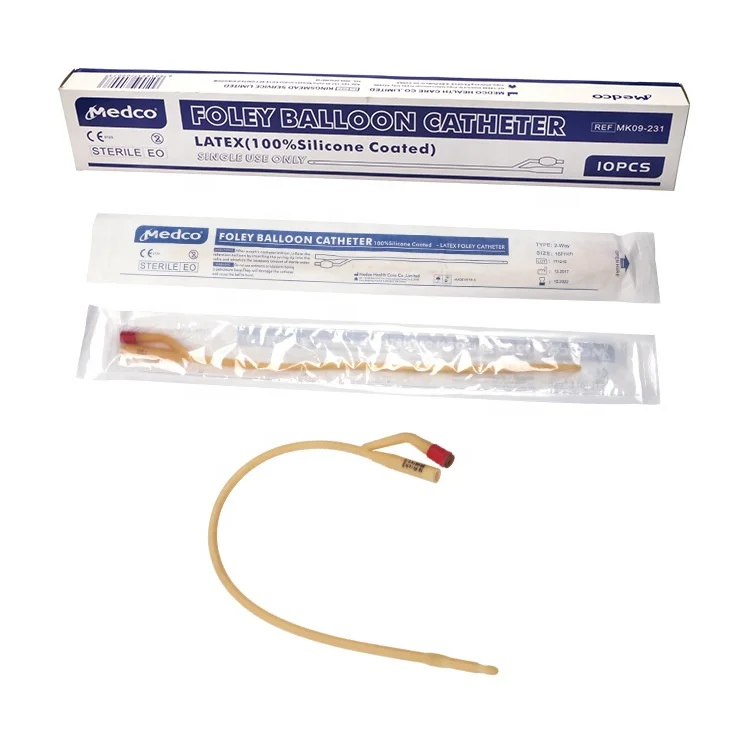 Sterile medical catheter foley catheter latex silicone coated or PVC for adults or children