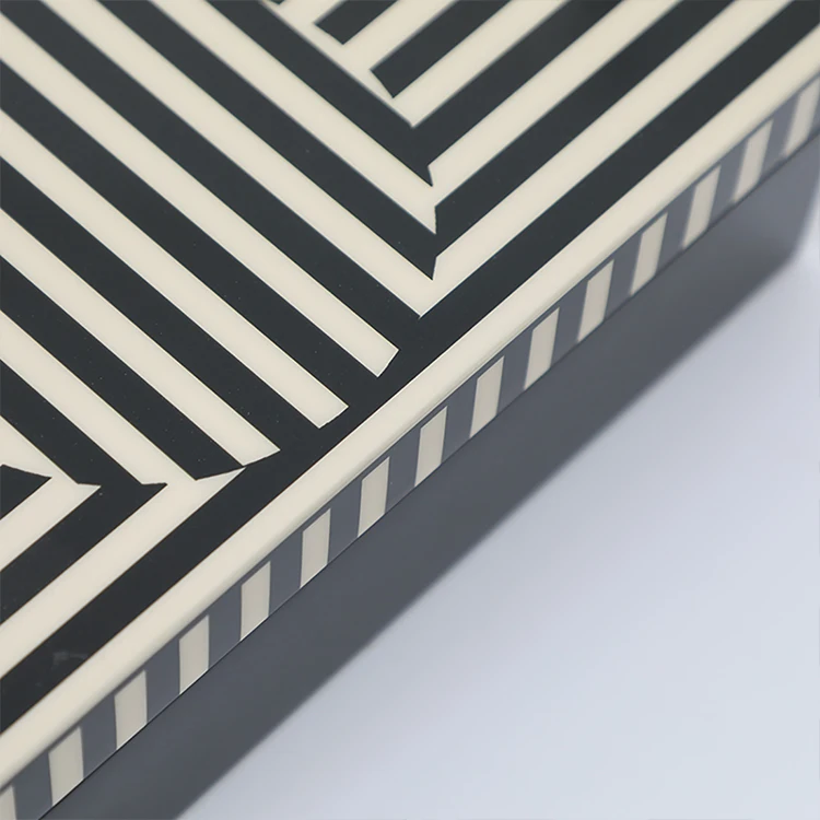 hot-sell wholesale modern wedding interior rectangular black white luxury nordic mdf piano lacquer jewelry box for home