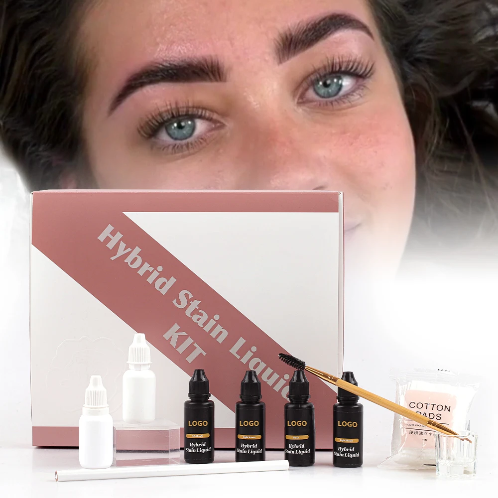 Custom Logo hybrid dye eyebrow long lasting waterproof brow tint eyebrow stain plant safe hybrid liquid brow stain