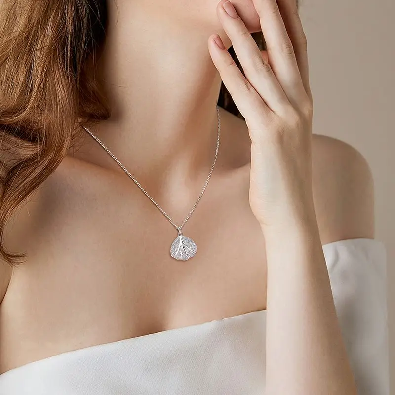 Elegant Women 925 Sterling Silver Shell Pendant Clavicle Chain Freshwater Pearl Choker Necklace