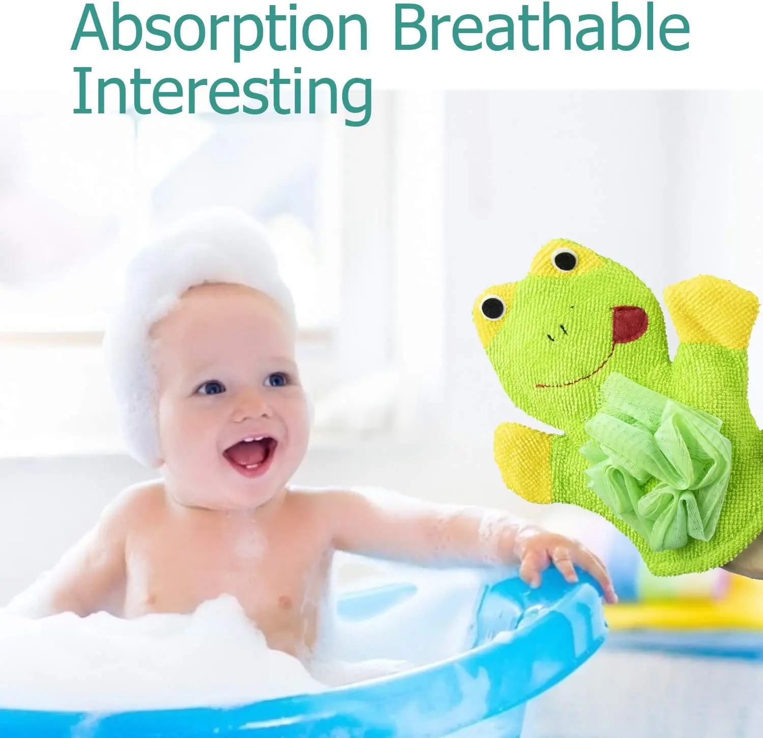 Custom Supplier Premium Cute Cartoon Showering Exfoliating Gloves Puppet Terry Cloth Bath Glove