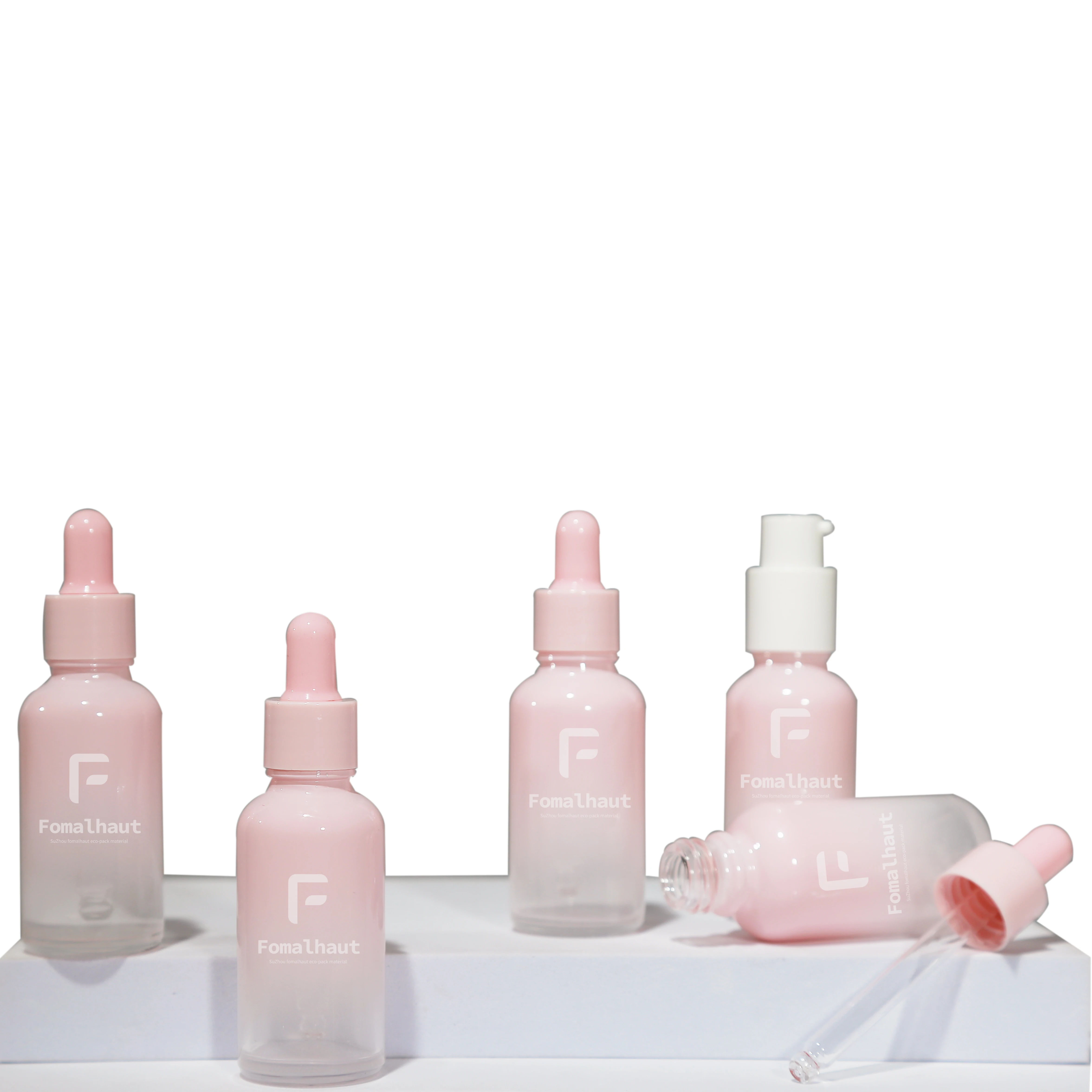 Fomalhaut  2023 latest product 15ml 30ml 50ml  gradient pink luxury cute glass dropper bottle for serum