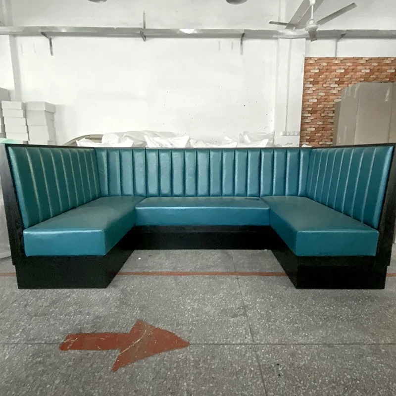 New Trend Cafe Table Set Restaurant Chairs Metal Commercial Restaurant Booths with Tables Wooden Wood Modern Solid PU Leather