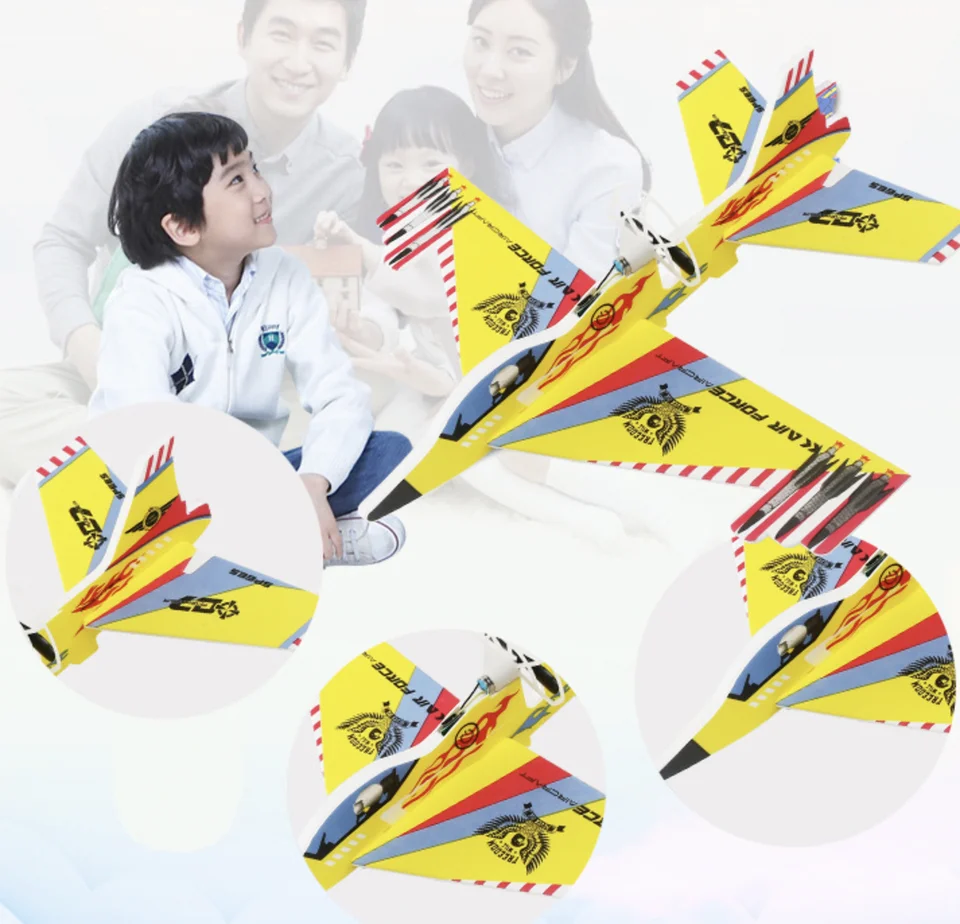 DIY Foam Glider Recharging Electric Flying Plane Model Outdoor Hand Throwing Toy Automatic Spinning Aircraft with Light for Kids