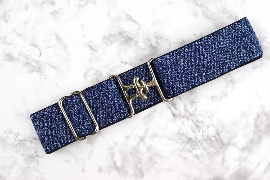 LOW MOQ. 2INCH Gold Horse Snaffle Bit Buckle Equestrian Belt set for Rider fabric Elastic Belt Custom logo