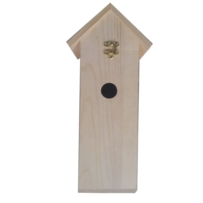 Wooden Craft Decorative Birdhouse with String Bird Houses Wooden House for Bird and wine bottle