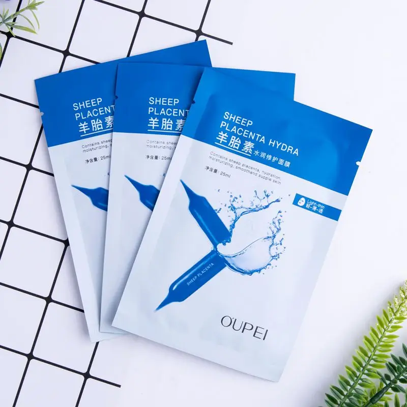 Wholesale multifunctional collagen facial essence sheet mask hydrating sheep placenta face mask