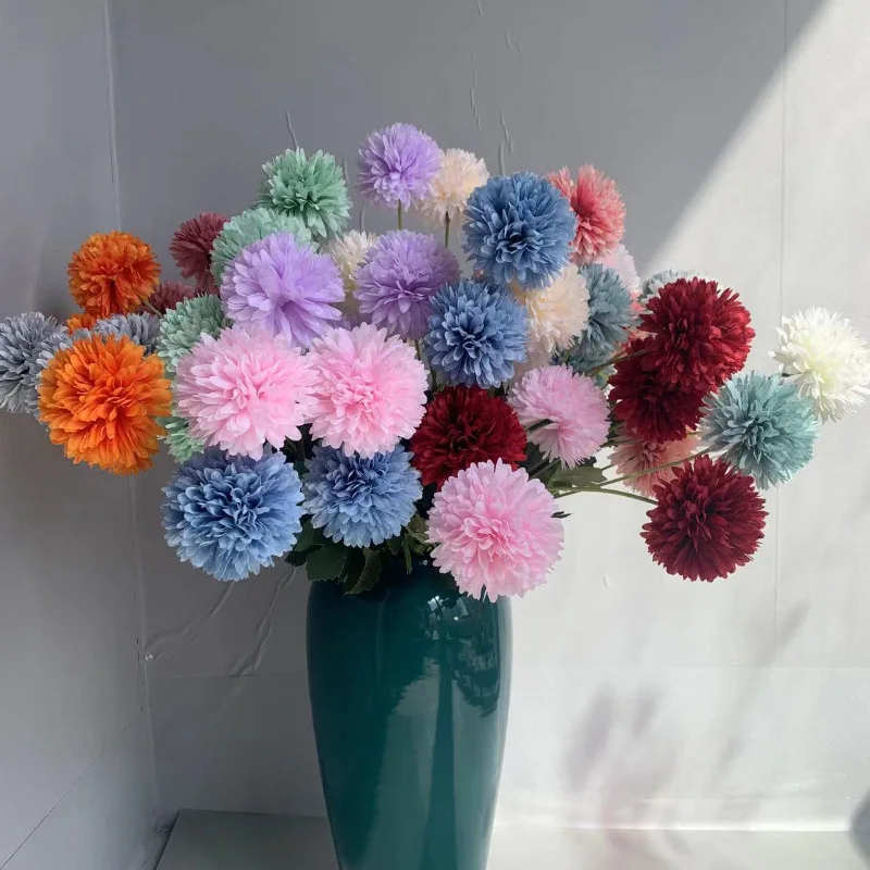Wholesale Artificial Flower 4 Head Ball Chrysanthemum Crystal Onion Ball Wedding Floral Home Decoration