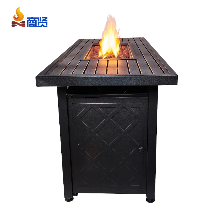 Table Gas Fire Pits of Backyard Garden Stove Metal Fireplace BBQ Grill Outdoor Dining Table with Fire Pit