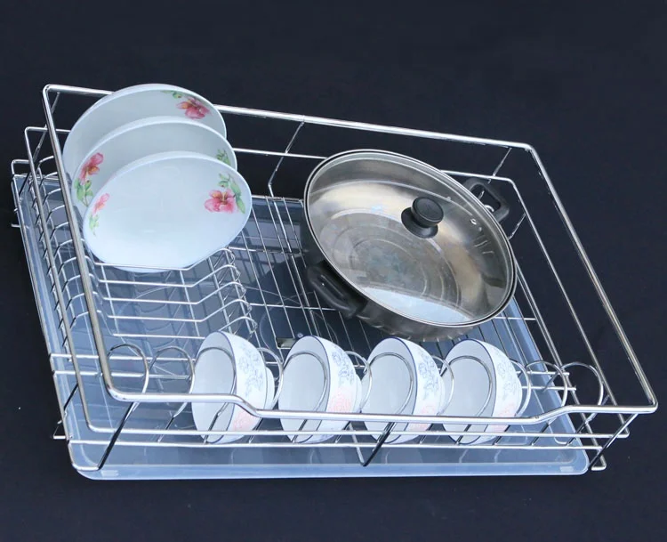 Retail iron chrome rack pull out organizer metal wire baskets kitchen storage