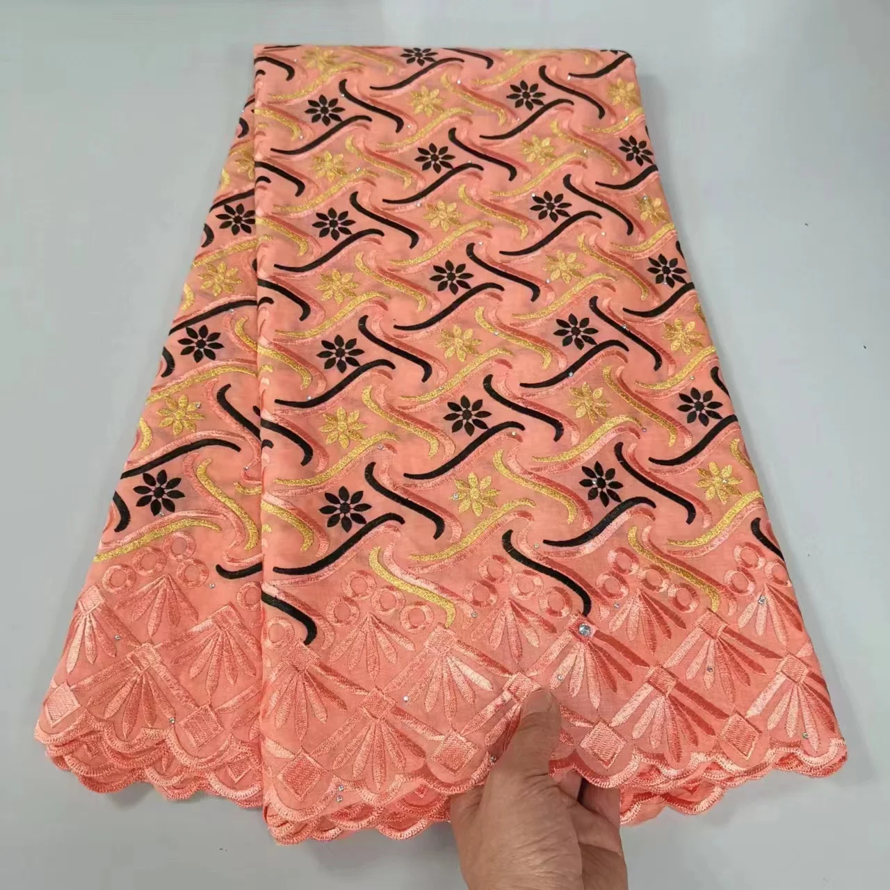 African Lace Fabric Embroidery Fabric 100 Cotton Embroidery lace Small Diamonds Ethnic Style African Lace