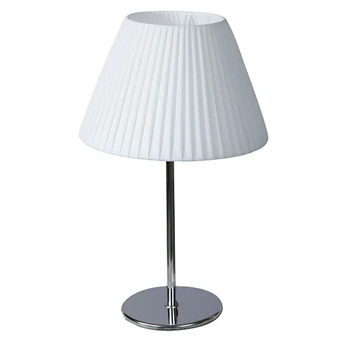 Украшение для дома гостиной классическая декоративная белая конусная плиссированная ткань абажур светодиодная настольная лампа с хромированным круглым основанием