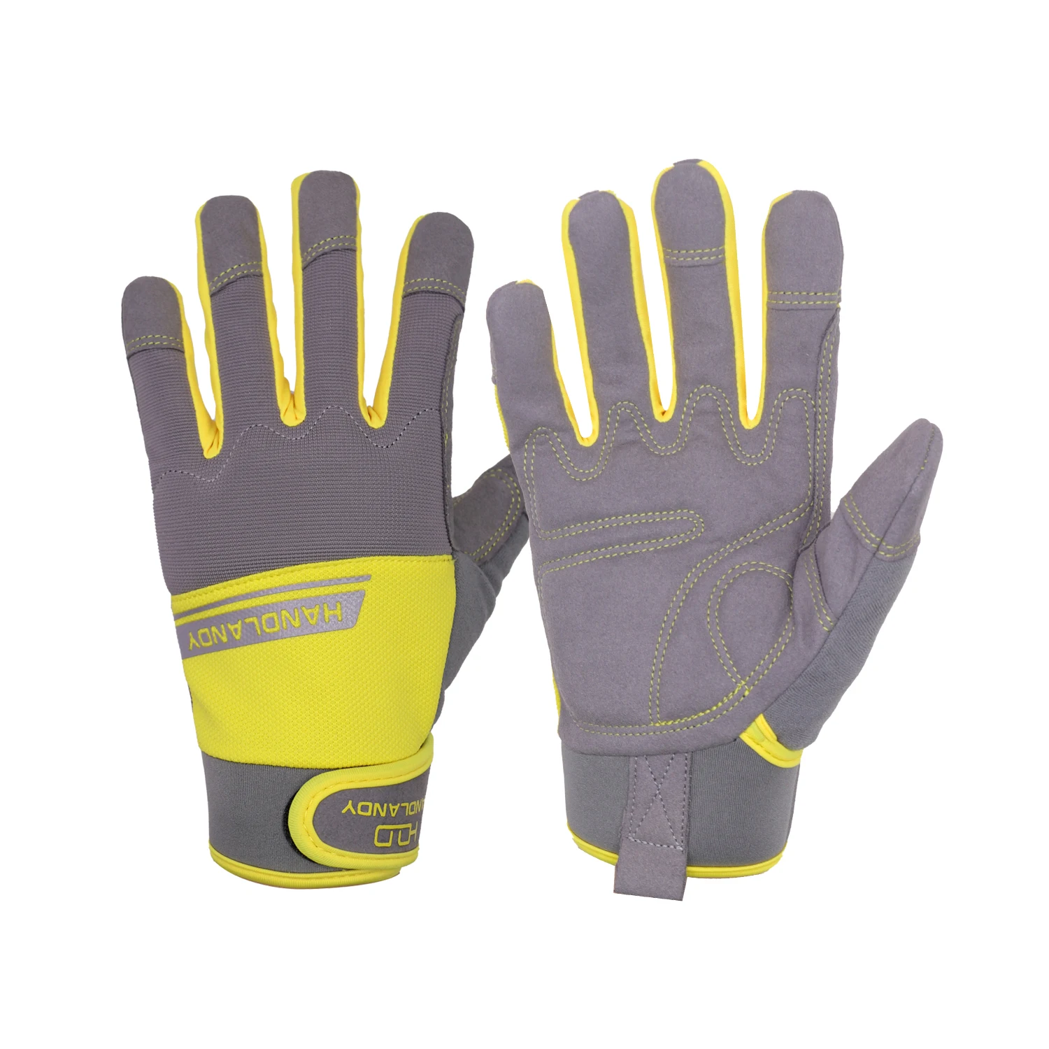 HANDLANDY Yellow New Design Women Gardening  Construction Vibration-Resistant Light Duty Protective Work Gloves for Ladies