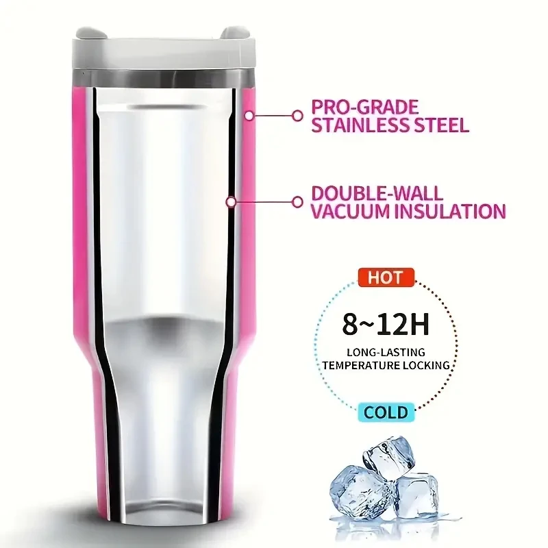 Wholesale Stainless Steel Double Wall Thermos Car Neon 30Oz Cups Tumbler With Handle Straw