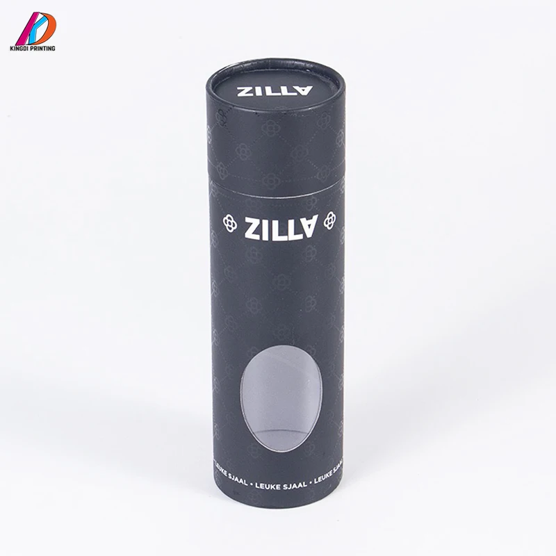 Wholesale custom black kraft paper tube/round cardboard box with clear window