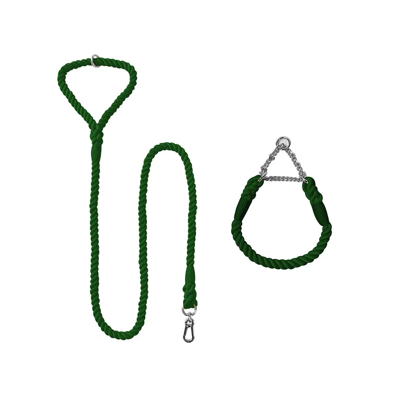 2024 New Design Custom Logo Training Walking Hands Free Comfortable Soft Cotton Rope Pet Dog Cat Leash Lead Collar Set