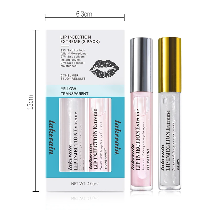 Lakerain 4g lip injection extreme transparent yellow lips repairing liquid moisturizing plumping lip lines reducing primer