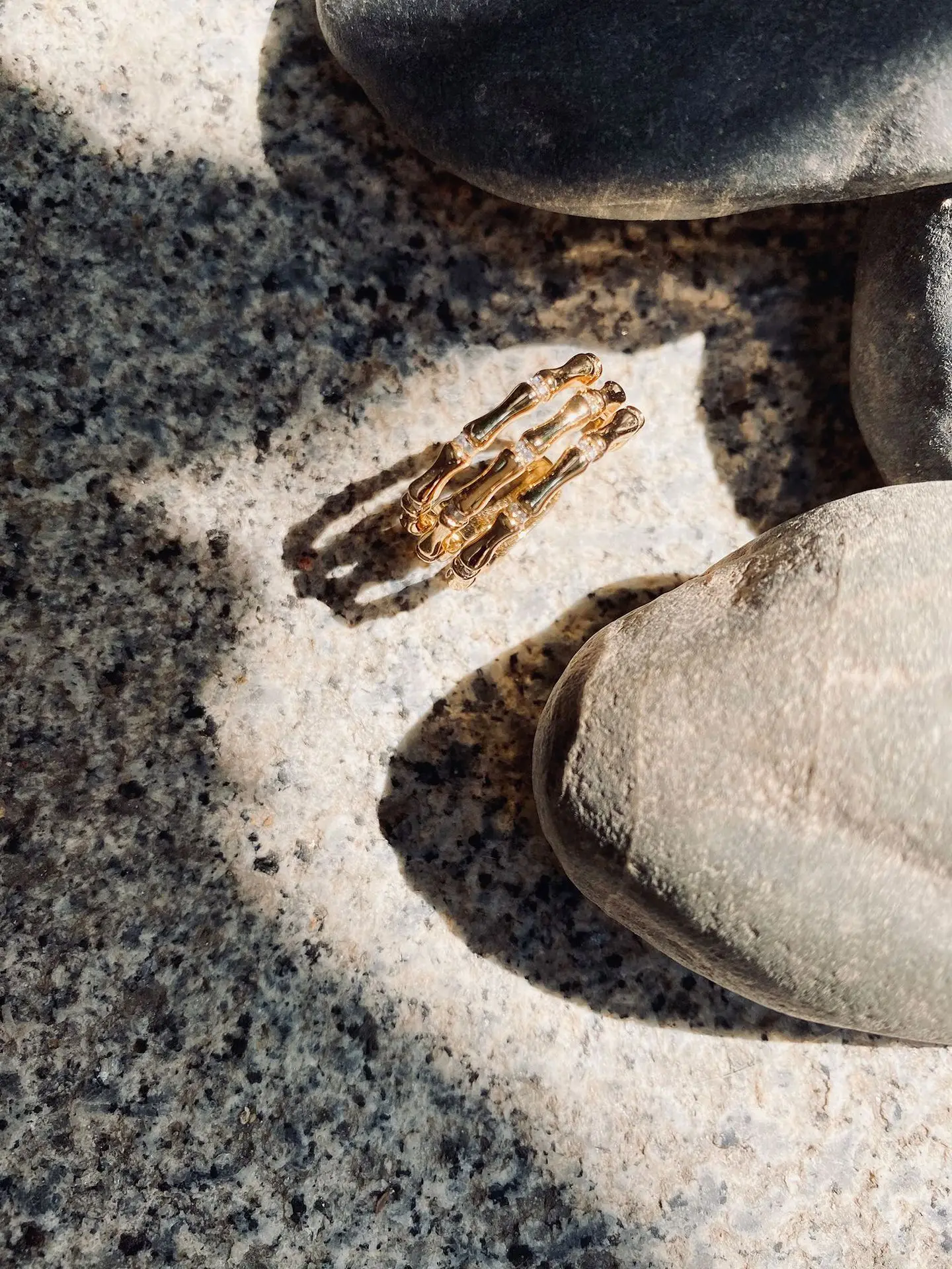 Barlaycs 2022 fashion trend tough bamboo ring 18k gold plated exquisite simple ins wind finger ring