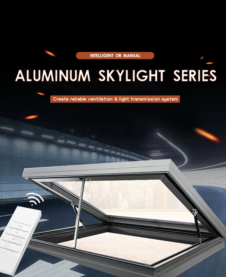 Factory Wholesale Intelligent Aluminum Venting Skylight Windows Motorized Skylight Roof