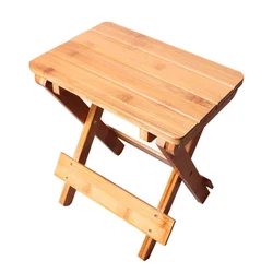 Bamboo folding stool portable household solid Bamboo taburet outdoor fishing chair small bench square stool