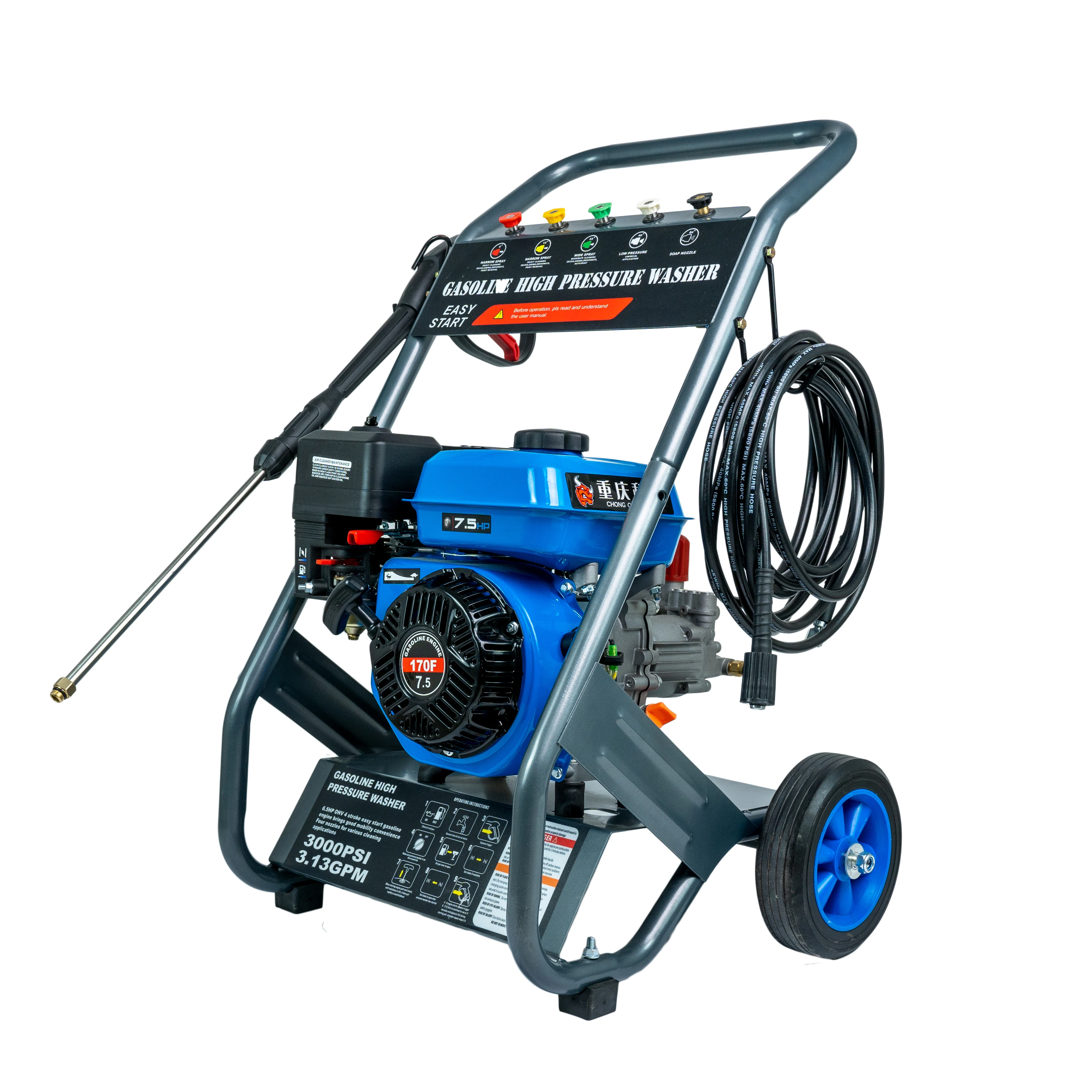 7.5HP 4-тактный OHV с датчиком масла квадратная рама 180 бар 2500psi бензиновый двигатель высокого давления