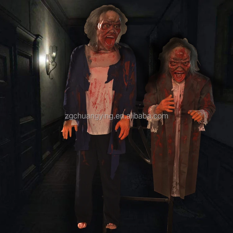 Escape Room Facility Horror Standing Zombie for Customized Handcraft Haunted House Props Animatronic Fence Zombie