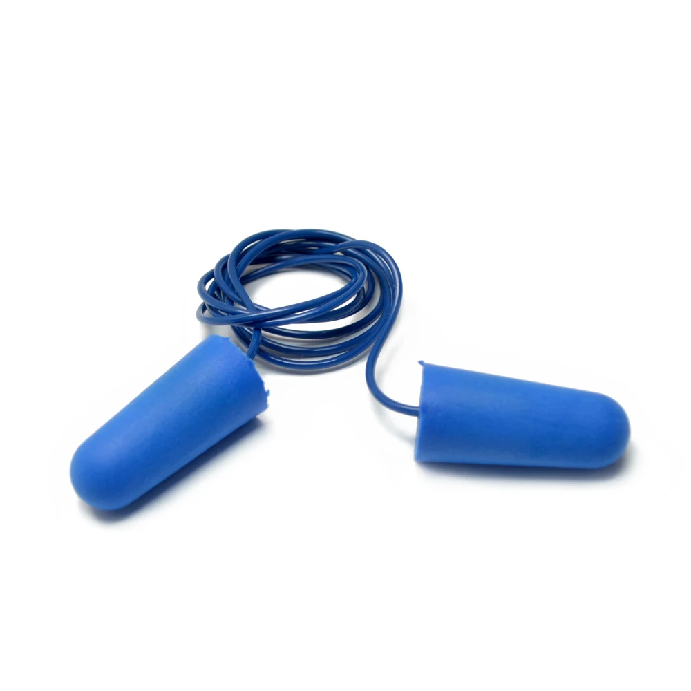 Metal Detectable Sound Proof Earplugs PU Foam Safety Ear Plugs With Cord