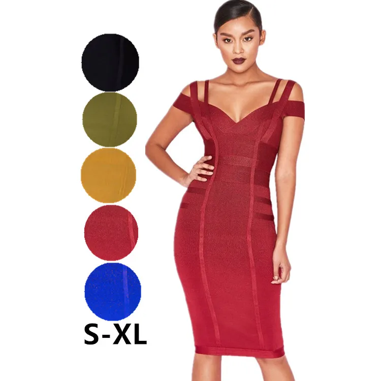 Hot Fashion Off Shoulder Evening Dress Mini Women Sexy Bandage Dresses Bodycon