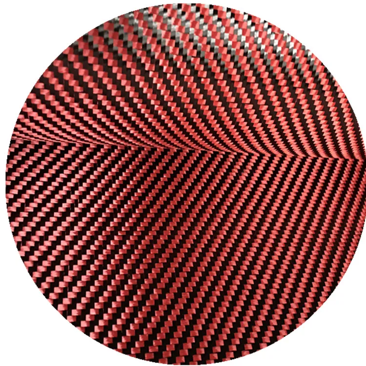 Red colorful carbon aramid fiber fabric