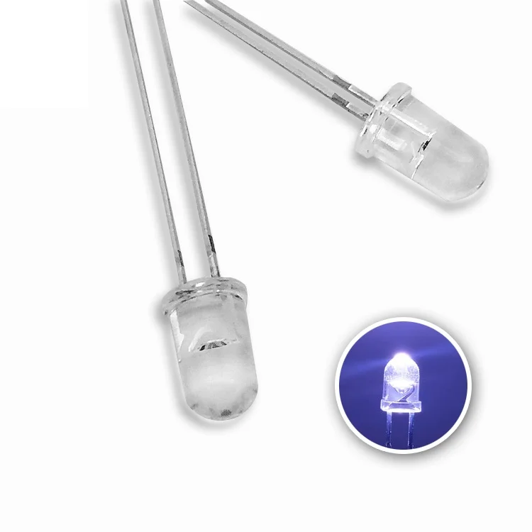 
H-Bright 4mm water clear cold white dip led diode 