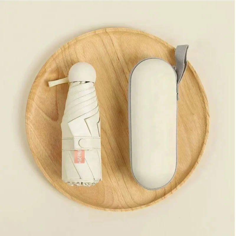 Q011 New Design Pill Umbrella Five Folded Mini Sun Rain Pocket Folding Umbrella Business Gifts Hard Box UV Protection Umbrella