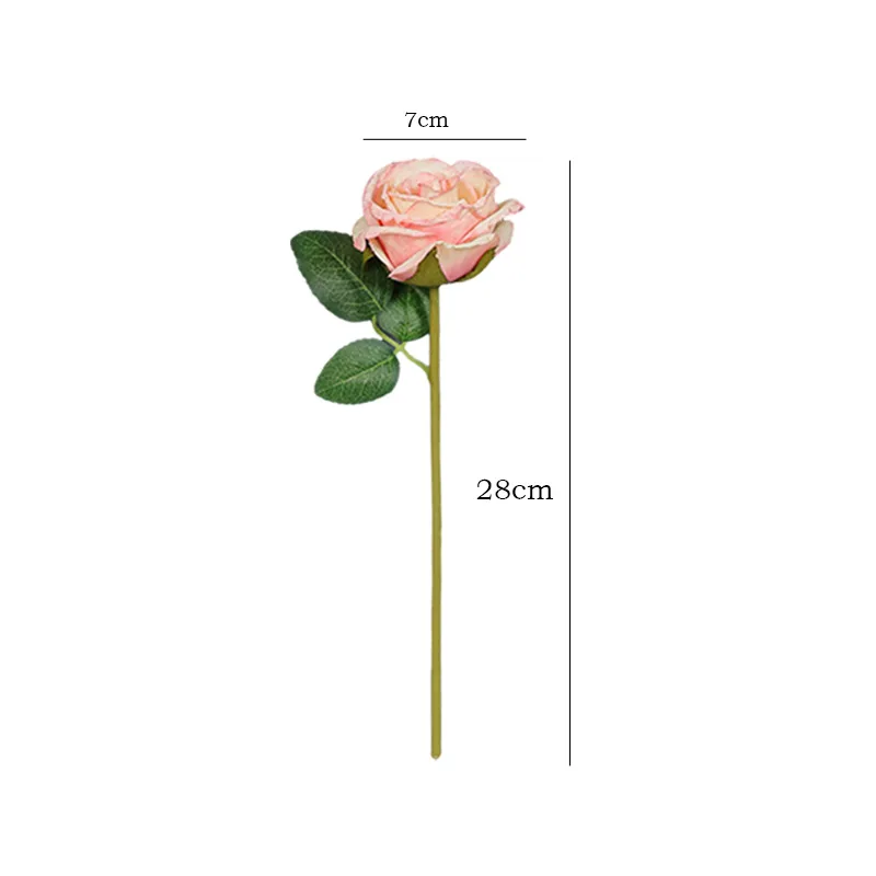 28CM Single vintage rose with burnt edge artificial flower rose for home decoration mini flower rose bouquet for wedding