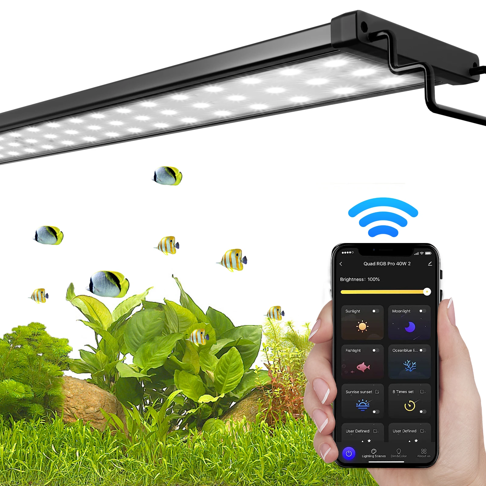 12-55 Inch Aluminium Fish Tank Full Spectrum Premium Aquarium Led Light With Extendable Brackets Aquarium Lamp Fresh Water Light