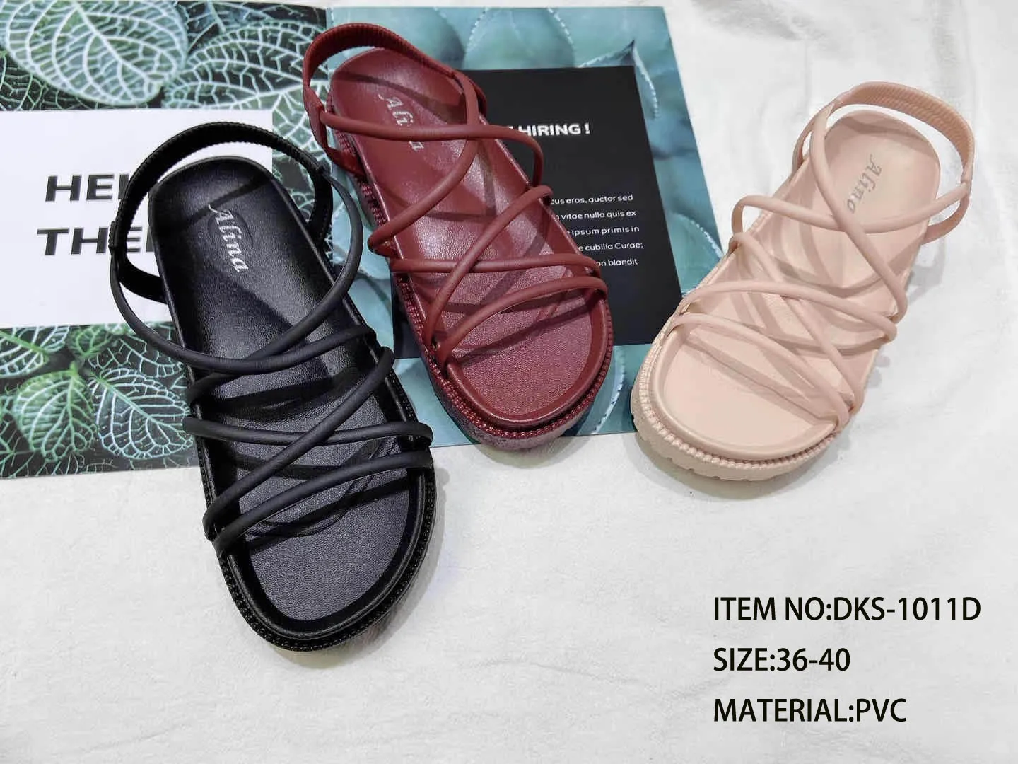 Summer Best selling PVC fashion flat sandals for women and ladies