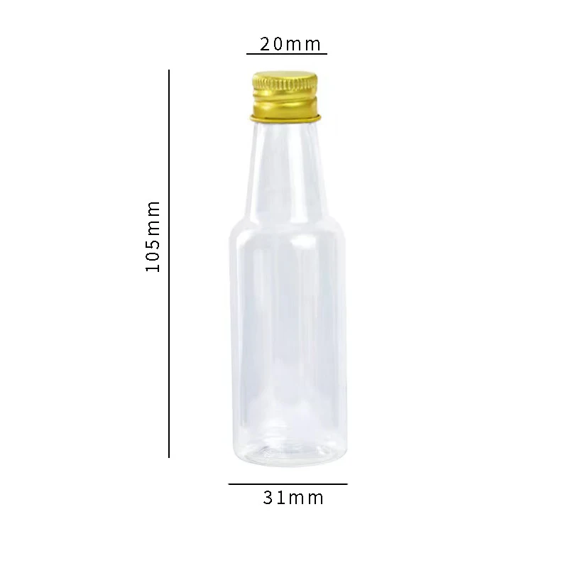 Wholesale 50ml Mini Small Sample Alcohol Juice Drinks Plastic Wine bottle Liquor Plastic Bottle With Screw Lid for Sale
