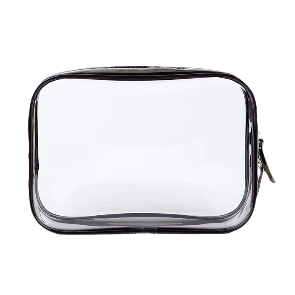Custom Logo Transparent Clear Travel Makeup Bag Skincare Toiletry Bag Small PVC Cosmetic Pouch Double Zipper Make Up Bags Women