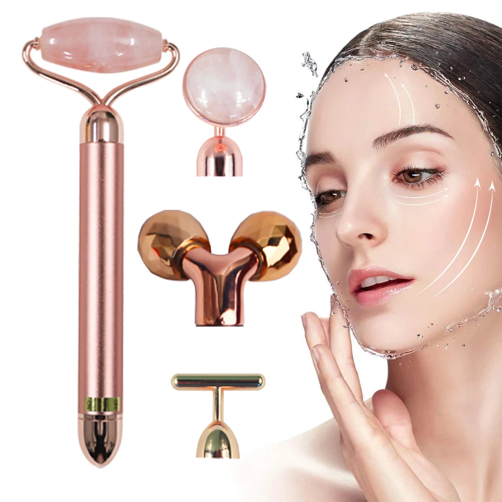 Factory Customized Electric Facial Massager Phoenix Rose Quartz Vibrating Jade Massage Roller for Home+Travel+Hotel