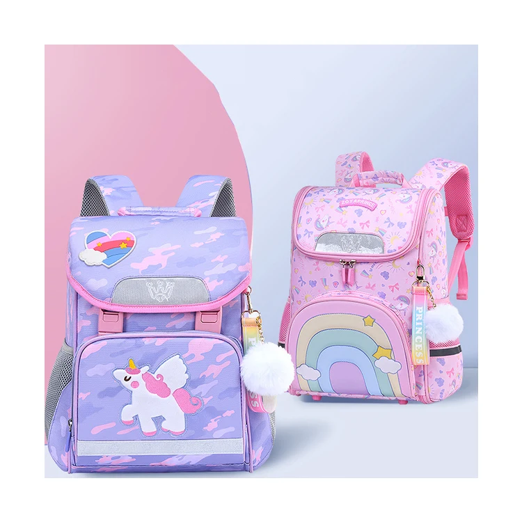 New kids Back to School Book Bags Foldable Cute rainbow unicorn cartoon for Primary Students