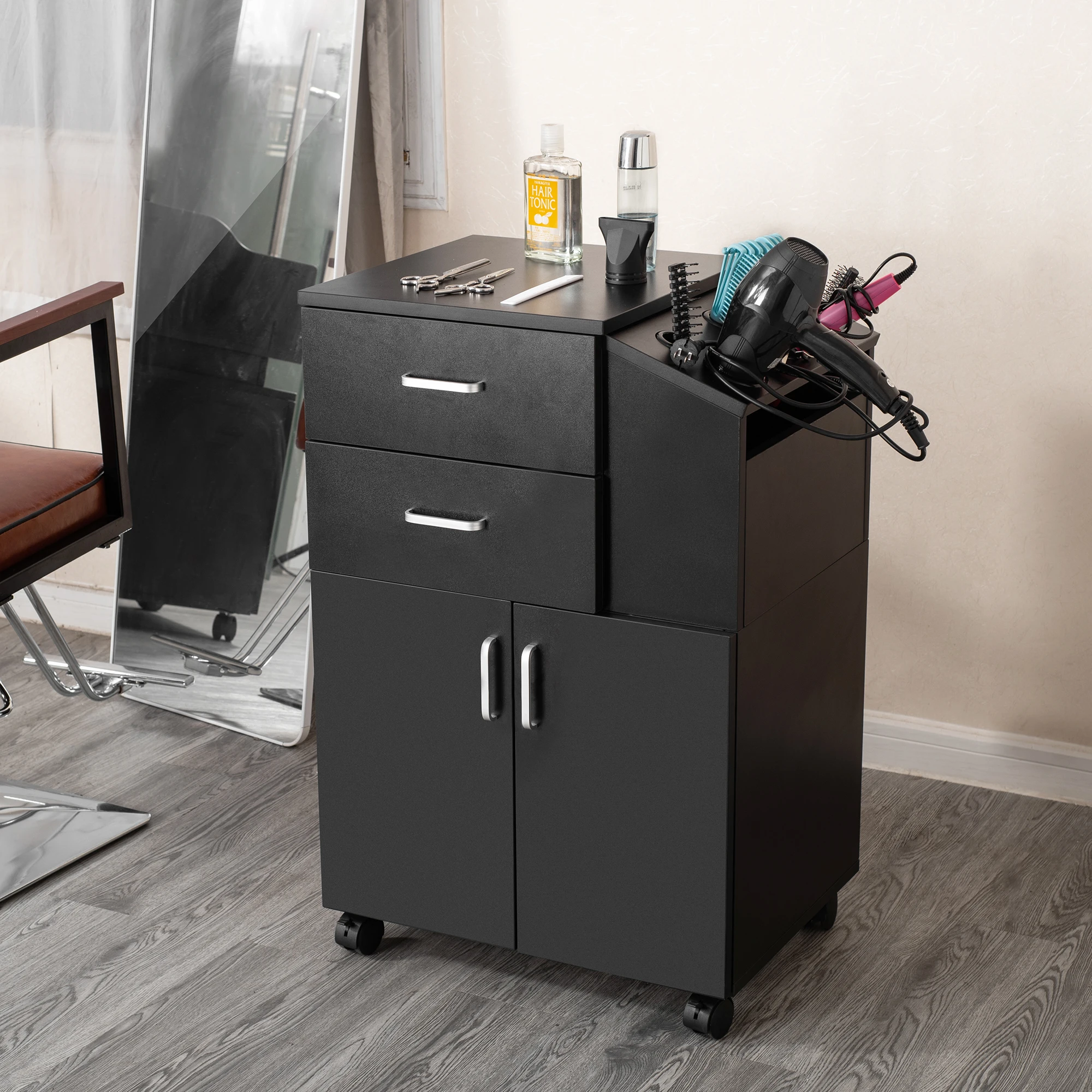 wood furniture black beauty hairdressing high quality tool low price salon trolley