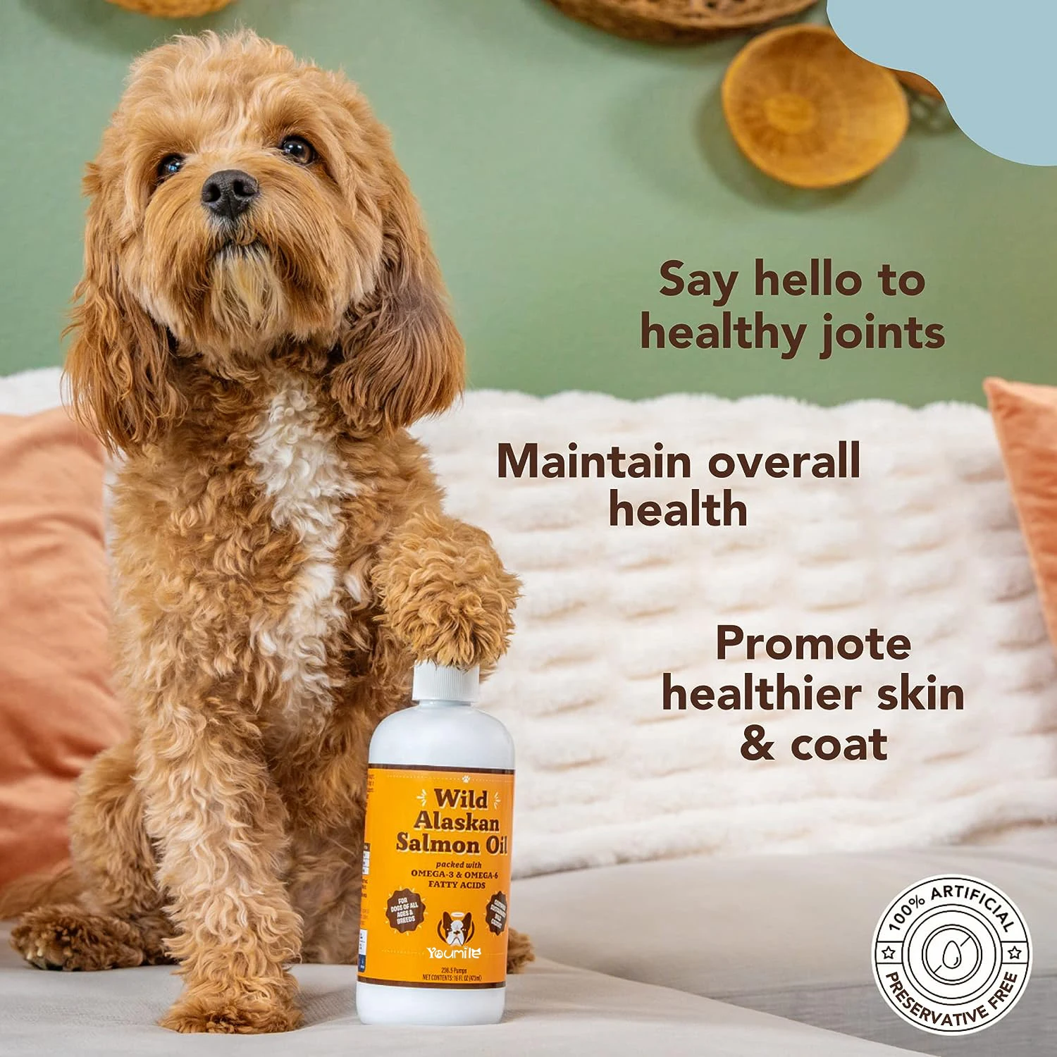 Wild Alaskan Salmon Oil for Dogs - Omega-3 for Dogs - Pet Liquid Food Supplement - Dogs and Cats supplement