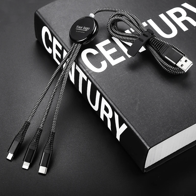 High Quality Multifunction 3 In 1 Fast Charging Led Usb Charging Cable For Business Promotional Corporate Company Gifts