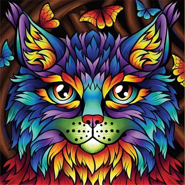 
wholesaleg 5D DIY Diamond Painting Animal Lion Cat Tiger Wolf Cross Stitch Kit Embroidery Mosaic Art Picture of Rhinestones Gift 