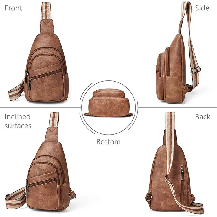 Fashion Mobile Phone Cell PU Leather side Waist Chest Sling Crossbody Luggage Travel Shoulder Messenger Bag  Box Pouch for Women