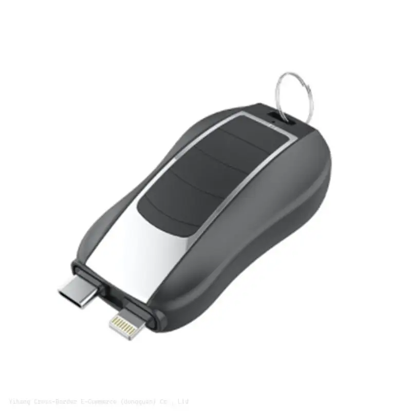 Hot Sale 1200mah 2 in 1 Cute Small Type C Keychain Finger Portable Charger Pod Key Chain Powerbank Mini Power Bank for iphone