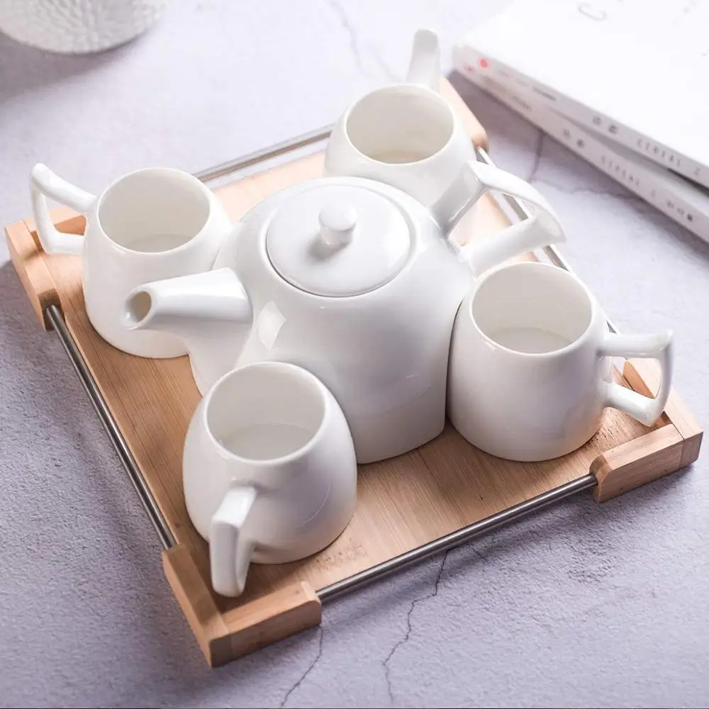 ceramic coffee pot Mini Porcelain Tea Set - Ceramic Teapot Coffee Cup Set for Drinking Tea,Latte,Espresso,or Water including Whi