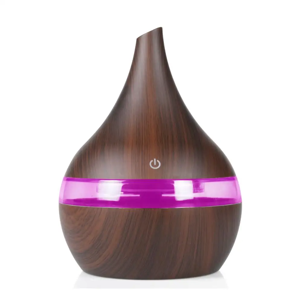 Best Seller 300m Mini Wood Grain Aroma Diffuser  with 7 LED colors usb Humidifier for travel / home / office