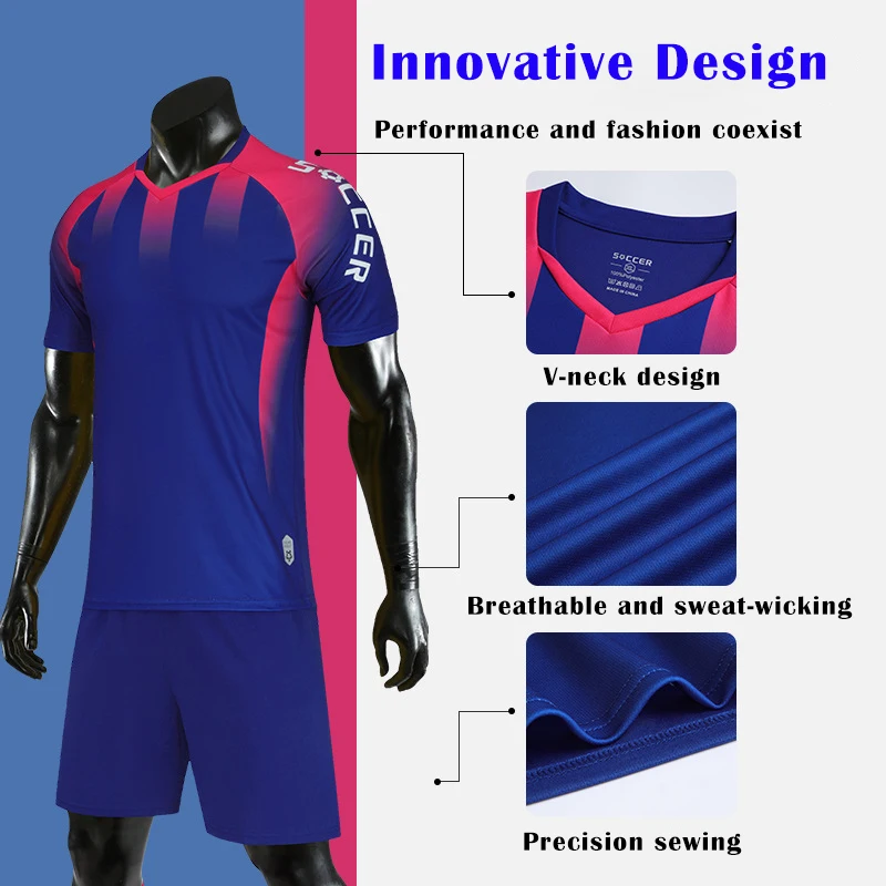 Wholesale New Football Uniform Suits Boys And Girls Adult Game Training Uniforms Sports Short-sleeved Jersey Printing Size