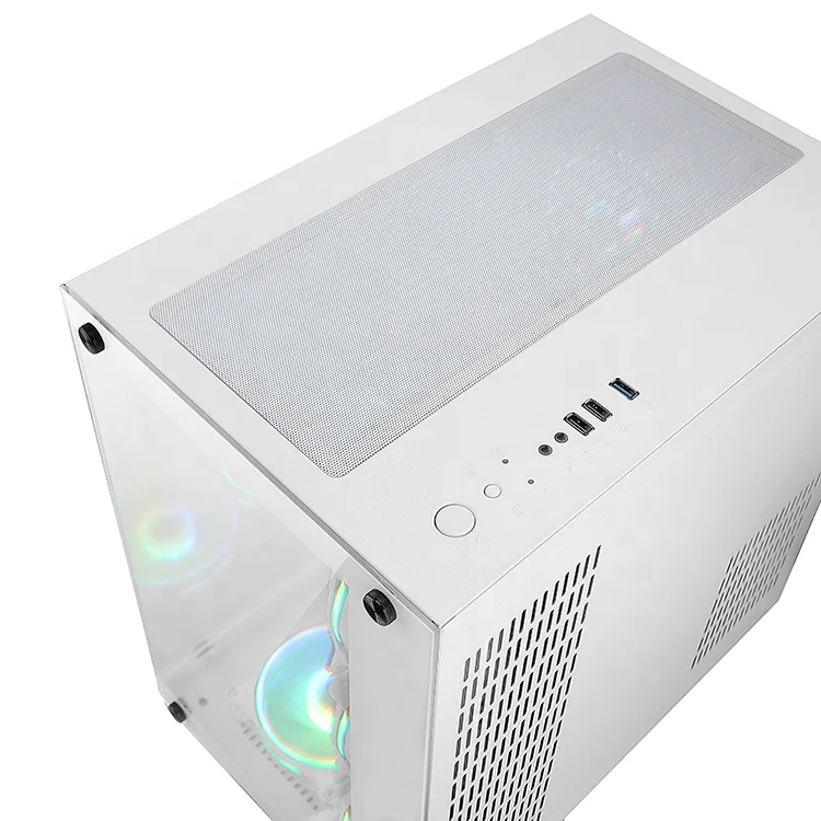 good quality wide cube glass aluminum computer case pc  Dual Chamber  ATX cube  Computer Gaming Case with Argb effect